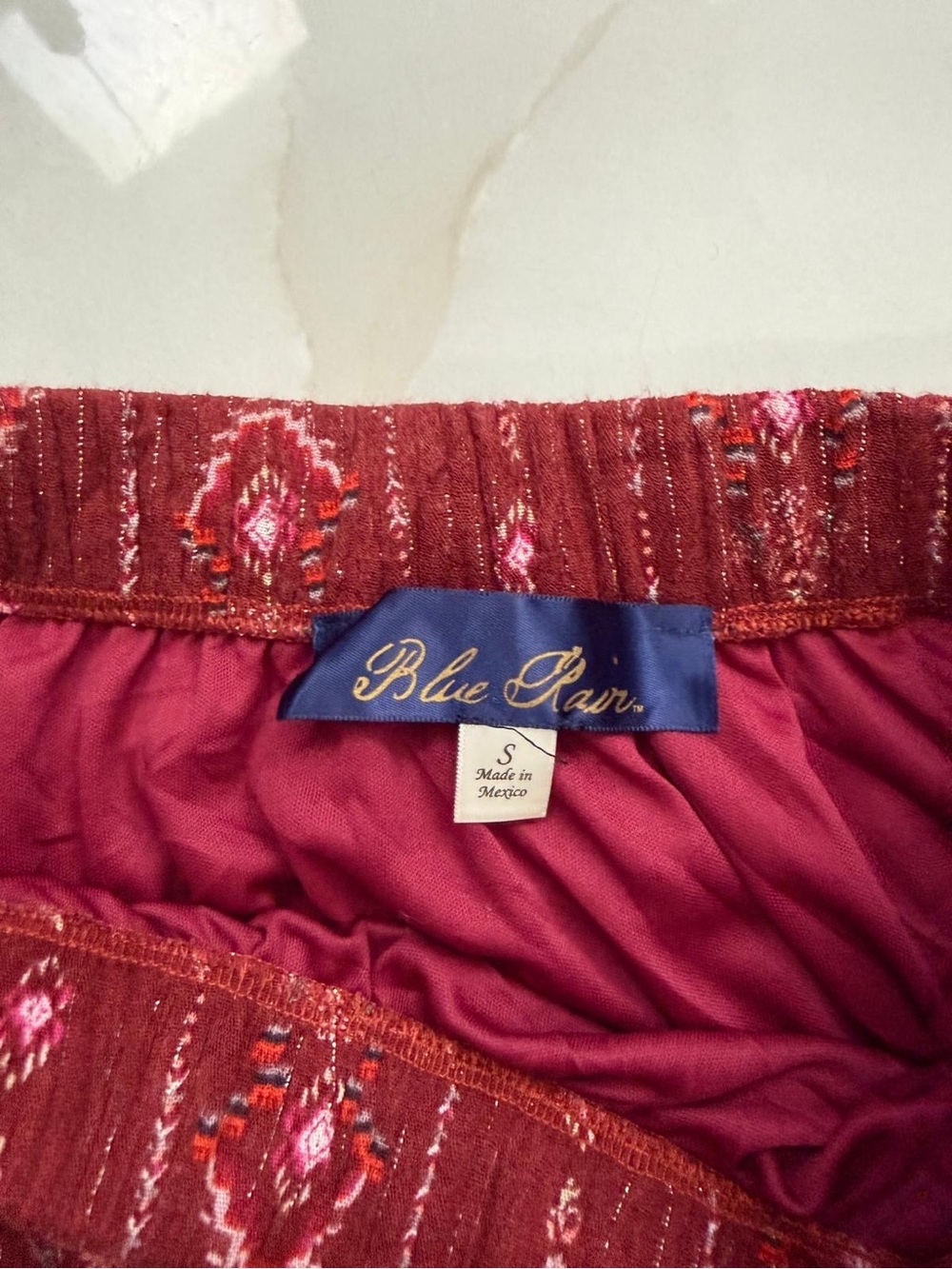 Blue Rain Red Patterned High-Low Ruffle Skirt - Picture 2 of 2